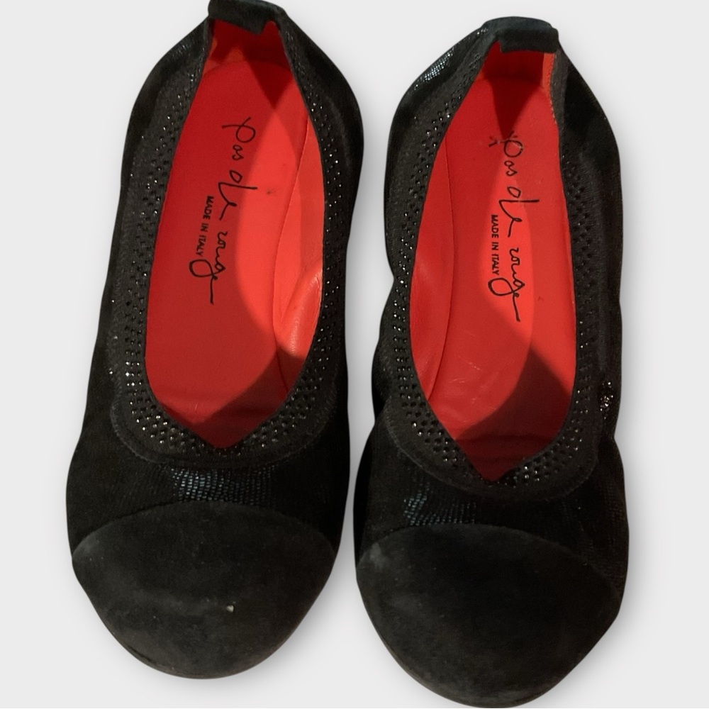 Pos De Rouge , Black Lo Heels, Hidden Wedge